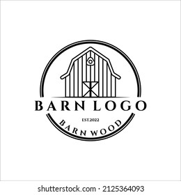 barn logo line art minimalist illustration template simple design