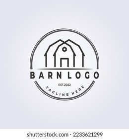 barn logo line art minimalist illustration template simple design