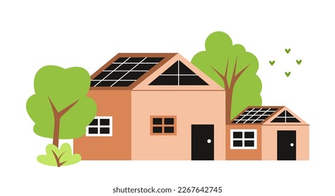 Barn on farm. Poster with wooden ranch or farmhouse. Building or stall for animals. Agriculture in countryside. Hangar for livestock. Cartoon flat vector illustration isolated on white background