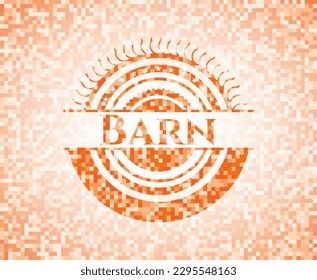 Barn orange mosaic emblem. Vector Illustration. Detailed. 