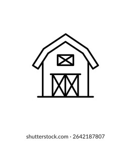 Barn Outline Icon For Agricultural Buildings Or Rural Structures