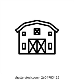 Barn outline icon. Barn black line icon.