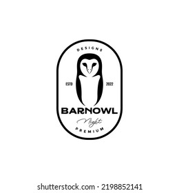 barn owl badge vintage logo design