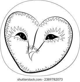 Barn owl face. Vector drawn sketch illustration. Simple style