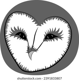 Barn owl face. Vector drawn sketch illustration. Simple style