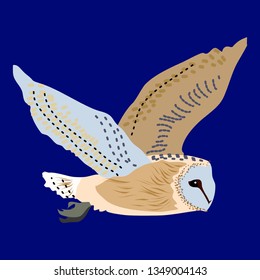 Barn owl in flight vector graphics isolated