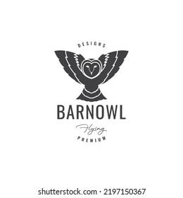 barn owl flying hipster logo design