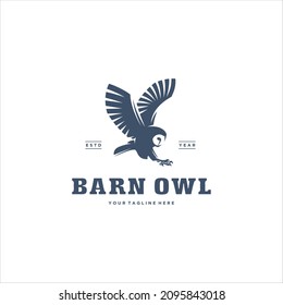 Barn Owl Flying Logo Design Vector Image