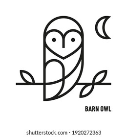 Barn Owl icon. Ornithology, Nocturnal, Bird of Prey. Knowledge and Knowledge. Mono outline style - Vector