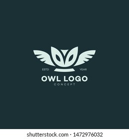 Barn owl logo design template on dark background. Vector illustration.