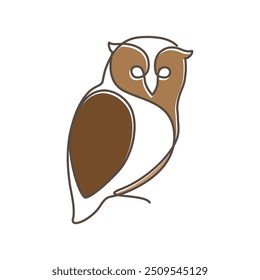 barn owl perched line colored modern logo design vector