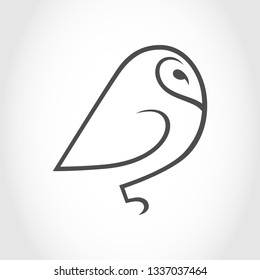 Barn owl symbol, icon outline. Design element