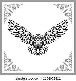 Barn owl zentangle arts isolated on white background