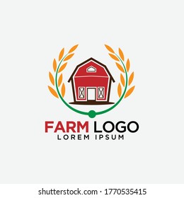 diseño de logotipo de granero y paddy para plantilla moderna de granja