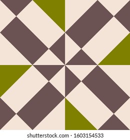 Barn Quilt Pattern, Amish Patchwork Design, Abstract Geometric Tiled Trail, Square Block Vector Illustration