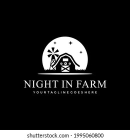 barn silhouette in night logo design creative idnspiration