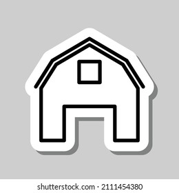 Barn simple icon. Flat desing. Sticker with shadow on gray background.ai