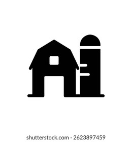 Ícone Home do Estilo do Celeiro com Forma de Silo em Preto Preenchido Design