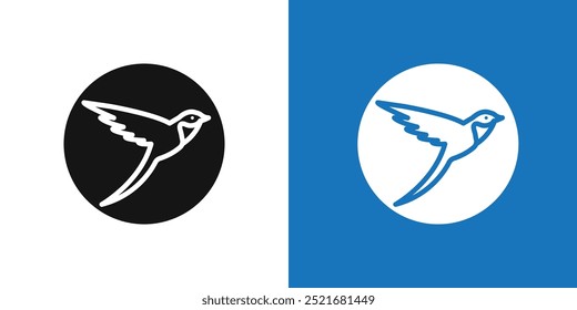 Barn swallow icon Flat vector set outline