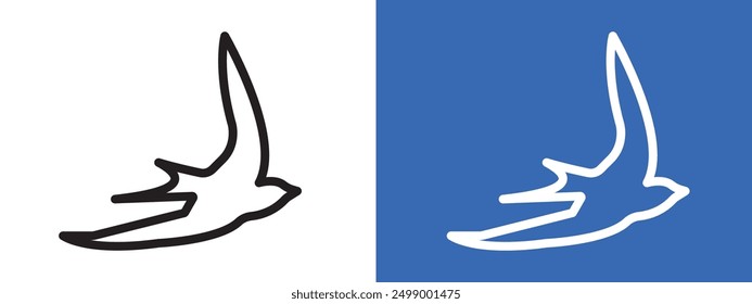 Barn swallow icon logo sign set vector outline