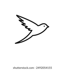 Barn swallow icon outline collection in black and on white background