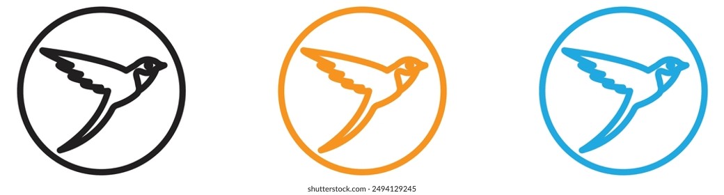 Barn swallow icon vector logo set collection for web app ui