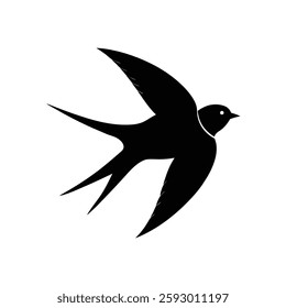 Barn Swallow Silhouette Vector Art and Black and White Barn Swallow Bird Illustration