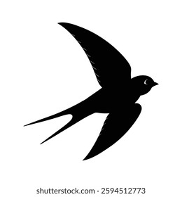 Barn Swallow Silhouette Vector Art and Black and White Barn Swallow Bird Illustration