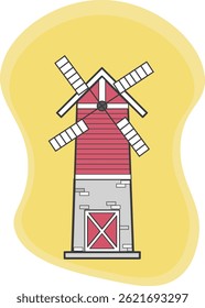 barn with turbine or windmill vector illustration