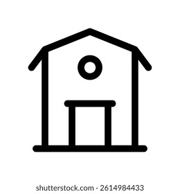 Barn Vector for Farming and Countryside Life. Rustic barn illustration, rural architecture concept, agricultural structure. Line Icon