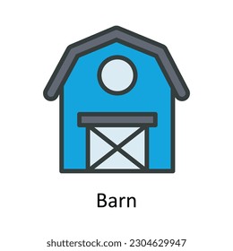 Barn Vektor Fülllinie Umriss Symbol Design Illustration. Agrarsymbol auf weißem Hintergrund EPS10-Datei