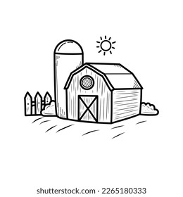 Barn vector illustration in cute doodle style isolated on white background