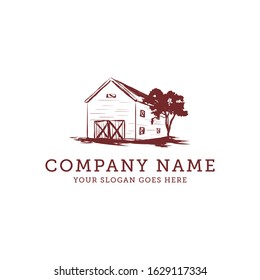 barn vintage farm logo idea, warehouse farm logo design vector