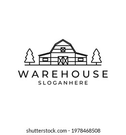 barn or warehouse line art logo vector symbol illustration design