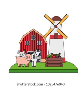 barn windmill animals vegetables farm