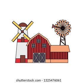 barn windmill house farm