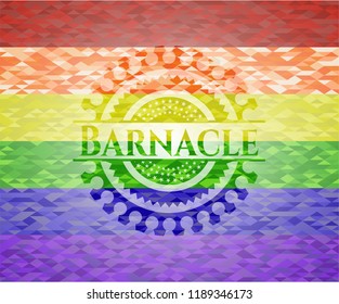 Barnacle on mosaic background with the colors of the LGBT flag