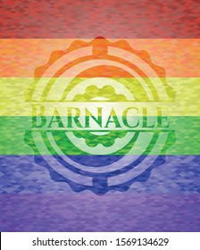 Barnacle on mosaic background with the colors of the LGBT flag