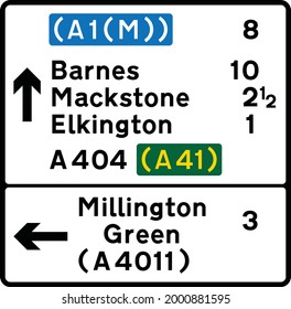 Barnes, Mackstone, Elkington, Millington Green, Road signs in the United Kingdom