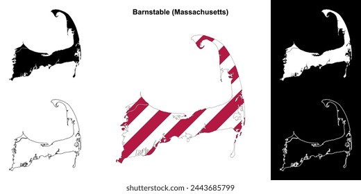 Barnstable County (Massachusetts) outline map set