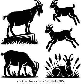 Siluetas de cabra de corral – Juego de Vector para ganado