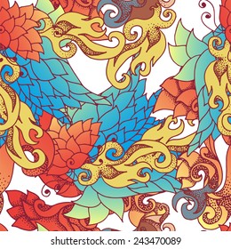 Barocco color ornament - vector seamless pattern