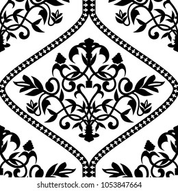 Barocco seamless pattern black and white. Vector ilustratiion