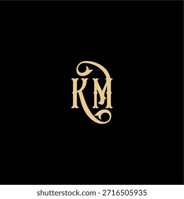 Barock estilo design monograma moderno logotipo carta inicial conceito real KM