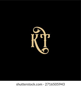 Monograma de diseño de estilo Barock logotipo moderno letra inicial concepto real KT