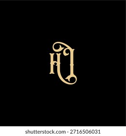 Monograma de diseño de estilo Barock logotipo moderno letra inicial concepto real HI
