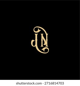 Barock estilo design monograma moderno logotipo carta conceito real inicial JN