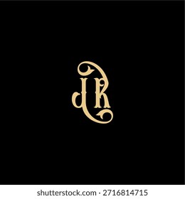 Barock-Stil Design Monogramm modernes Logo Buchstabe anfängliches königliches Konzept JR