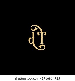 Monograma de diseño de estilo Barock logotipo moderno letra concepto real inicial JT
