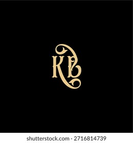 Monograma de diseño de estilo Barock logotipo moderno letra inicial concepto real KB